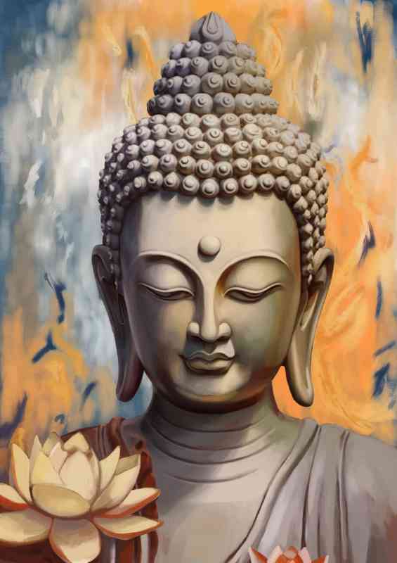 The Buddhas face with the flower lotus | Poster