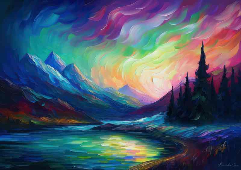 The Enchanting Bond of reflections and Auroras lights | Metal Poster