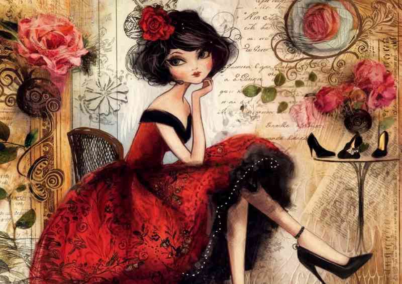 Artistic representation of a woman in paris | Poster