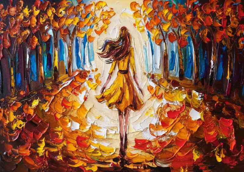 Pallet knife painting of a woman with-long flowing hair | Poster