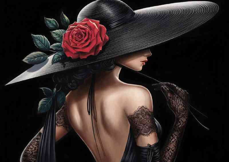 Woman wearing a wide brimmed black hat | Di-Bond