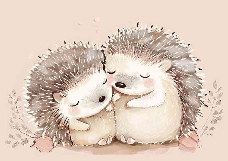 Cute cuddling hedgehogs just love | Poster