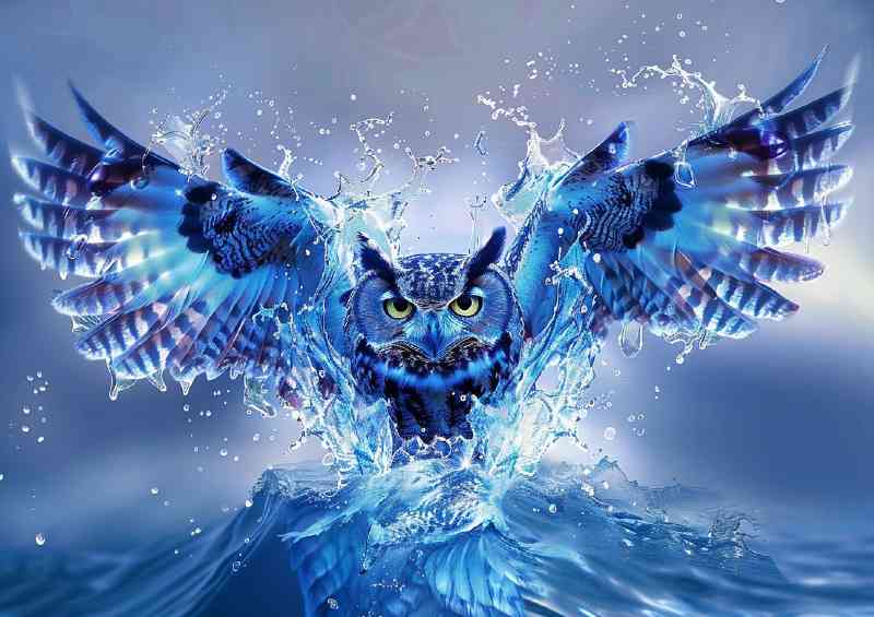Beautiful owl with wings made of water and waves | Di-Bond