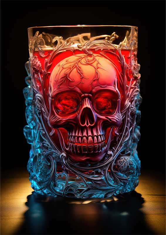 Analytics Aviation a glass of cocktail with skull carving | Canvas