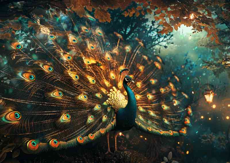 Peacock golden feathers | Poster