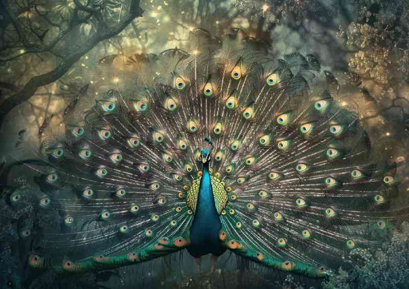 Peacock in full feather display | Canvas