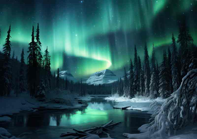 Winters Glow Snowfall and Northern Lights | Canvas