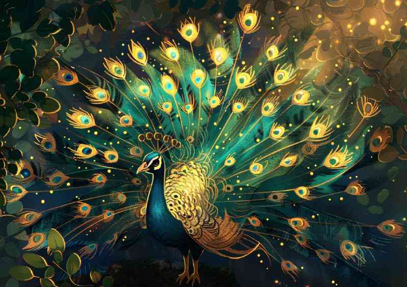 Peacock with its feathers spread wide | Canvas