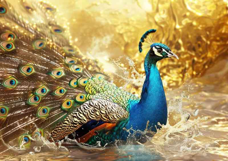 The golden peacock beautiful | Metal Poster