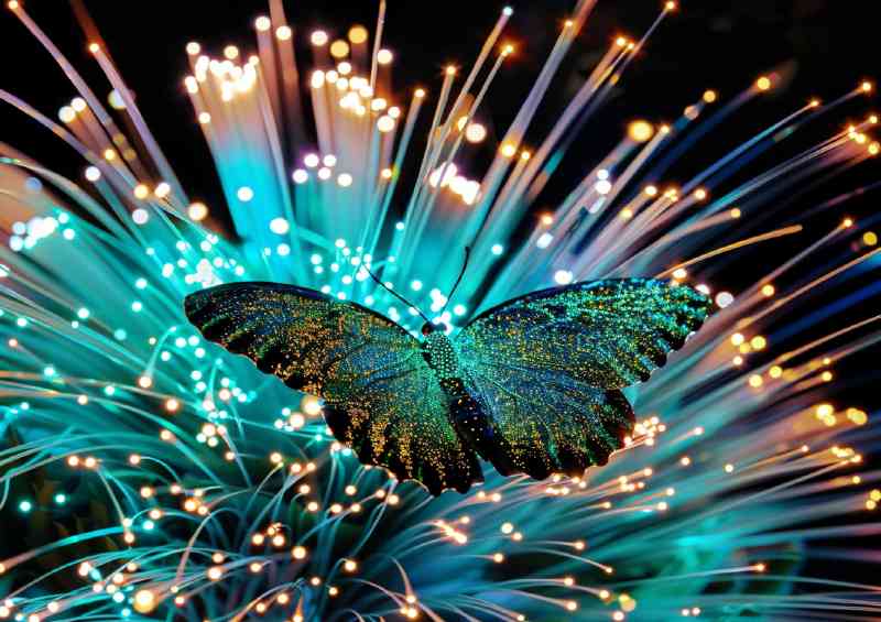 Beautiful turquoise butterfly with glitter wings | Canvas