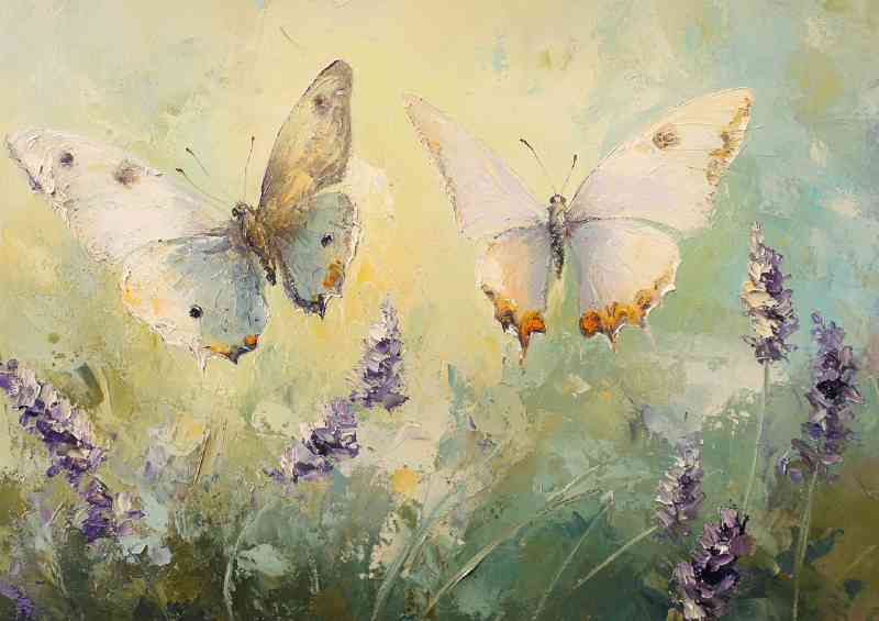 Butterflys flying in the lavender fields | Poster