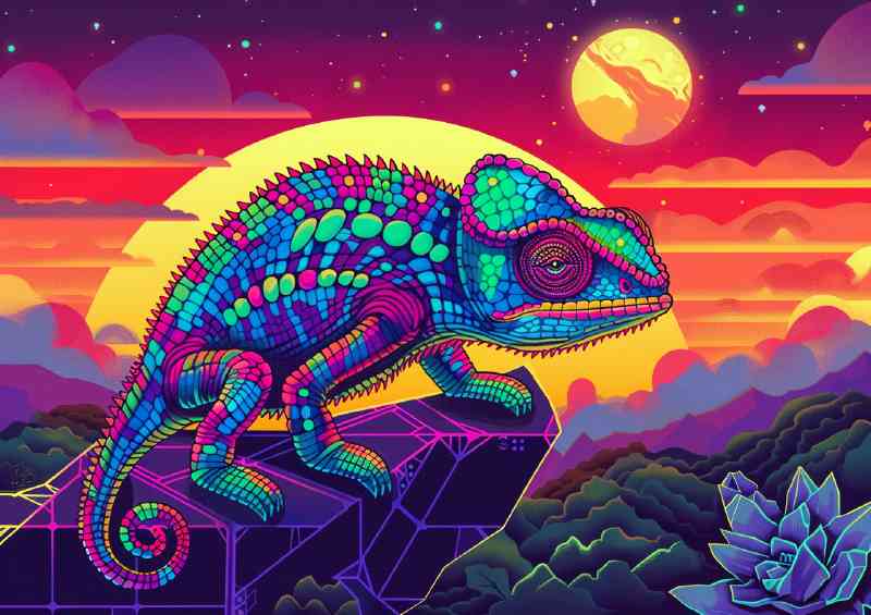 Chameleon in vibrant colors | Di-Bond