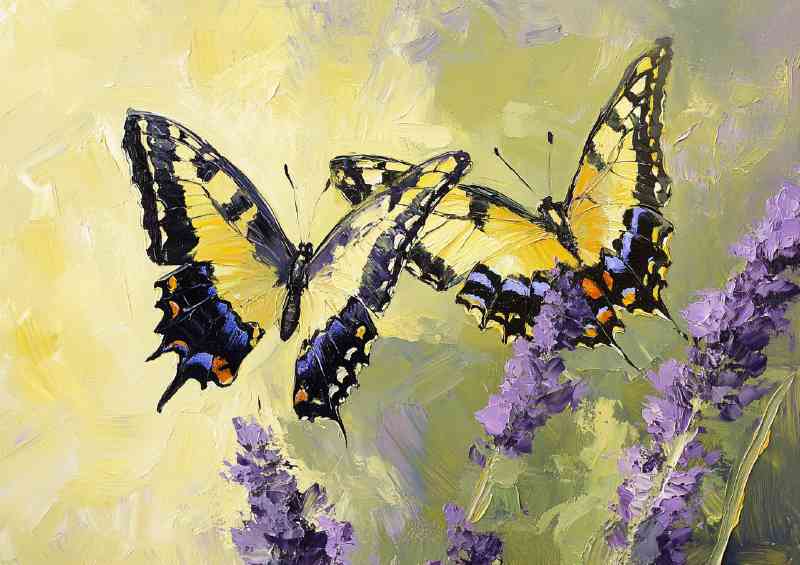 Painting of two butterflies on lavender | Metal Poster