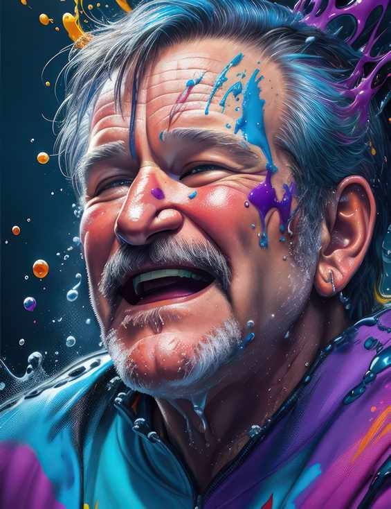 Robin Williams a spalsh of colour art | Canvas
