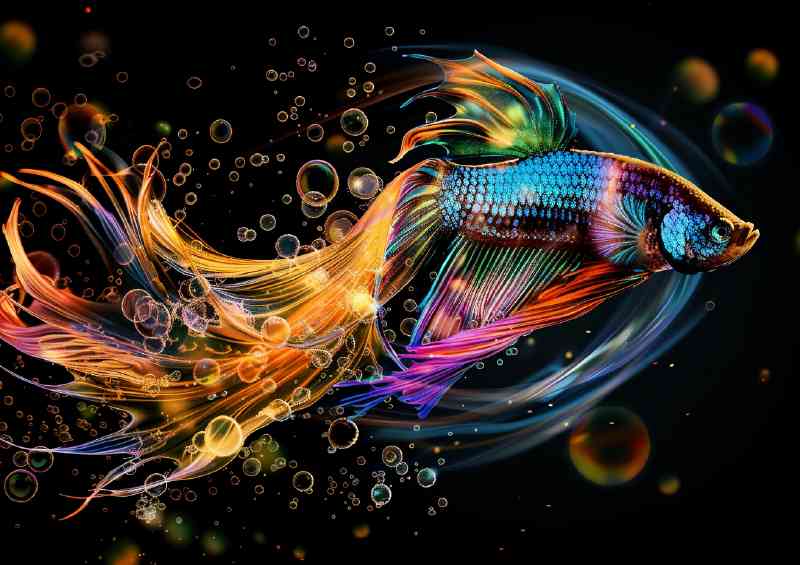 Betta fish with its tail flowing | Di-Bond