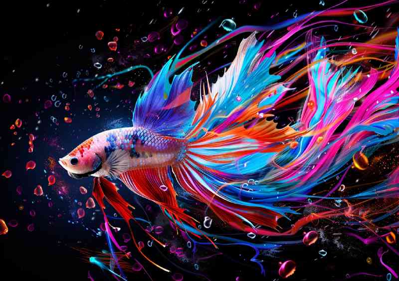 Multi coloured betta fish underwater | Di-Bond