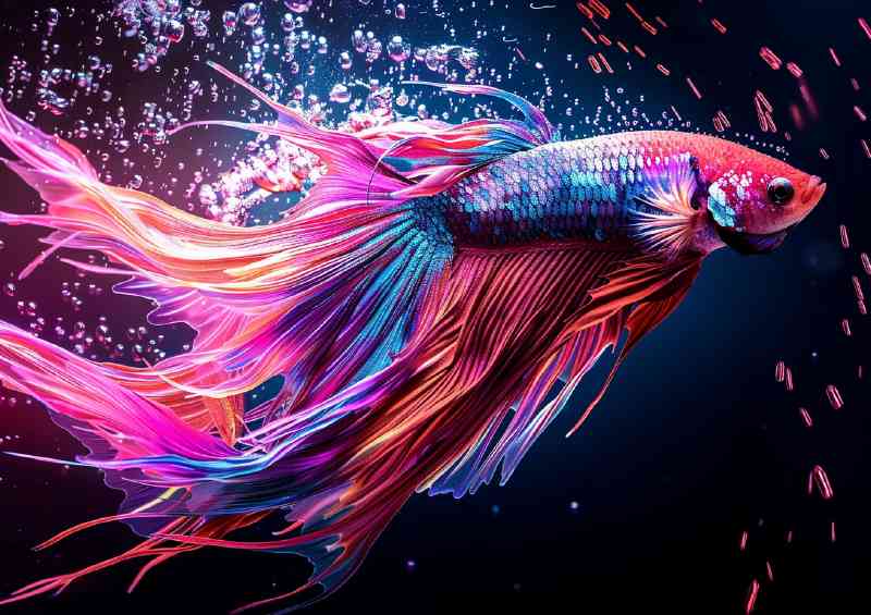 Multicolored betta fish with its fins | Canvas