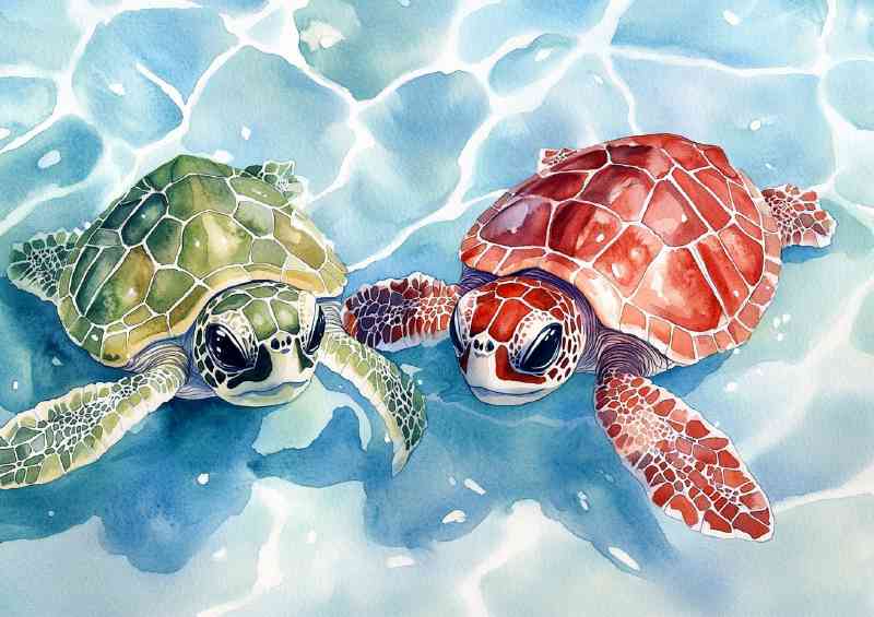 Pair of baby turtles | Poster