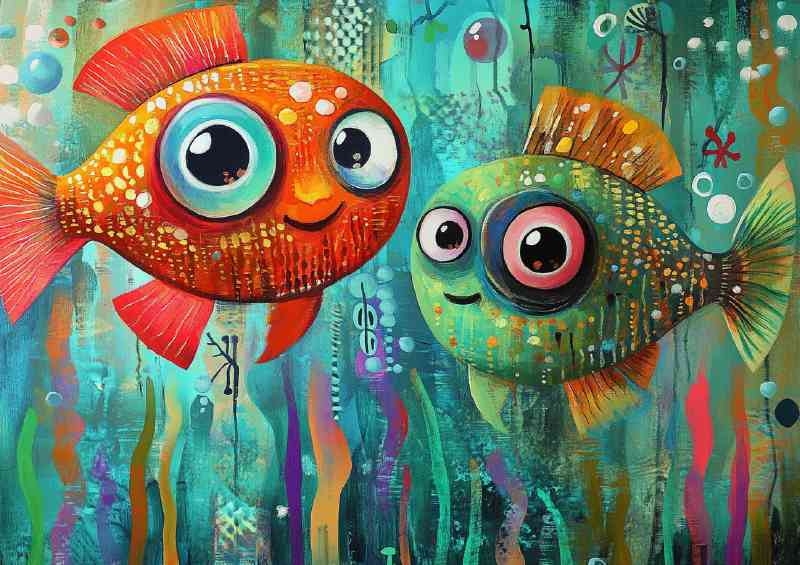 Underwater duo of fish school | Metal Poster