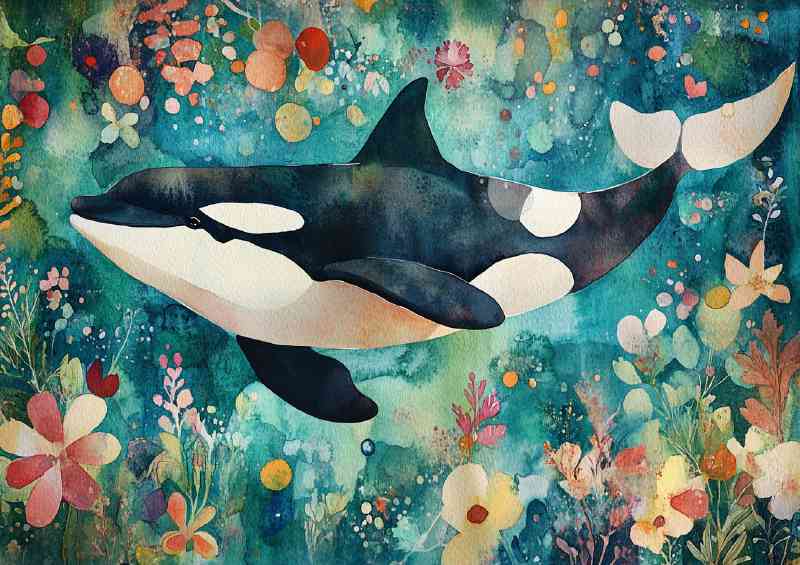 Whimsical watercolours of the Orca whale | Canvas