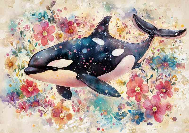 Whimsical watercolours the Orca | Di-Bond