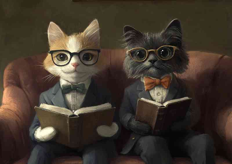 Cat and dog in suits surreal | Di-Bond