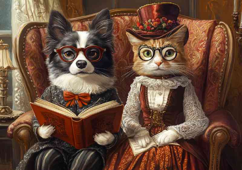 Cat and dog wearing sunglasses | Canvas