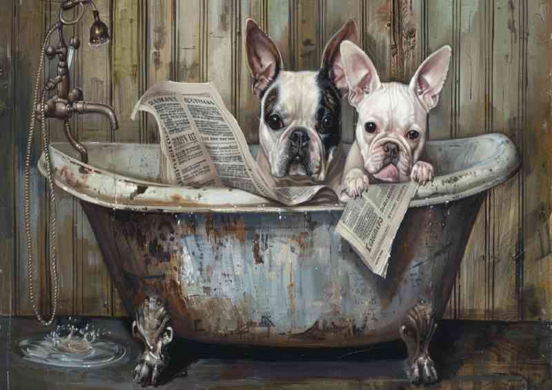 French buldogs in the bath tub | Poster