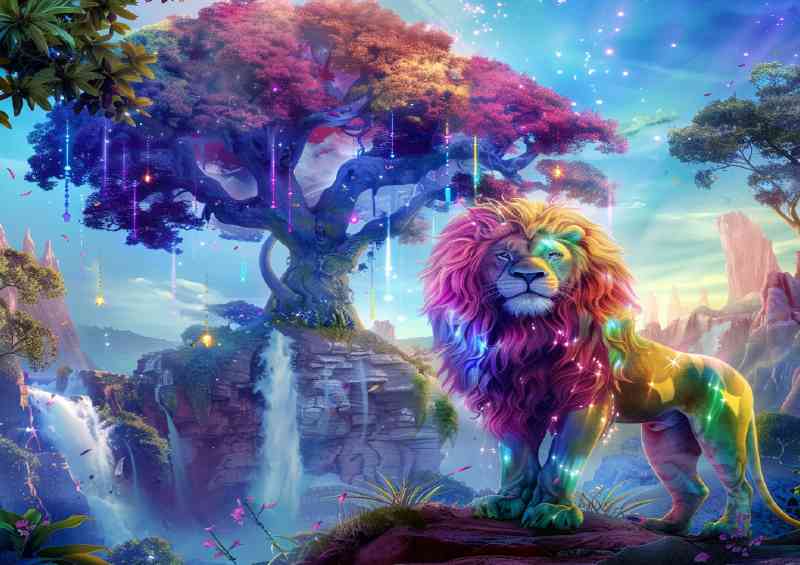 Lion in a grace of rainbow colours | Di-Bond