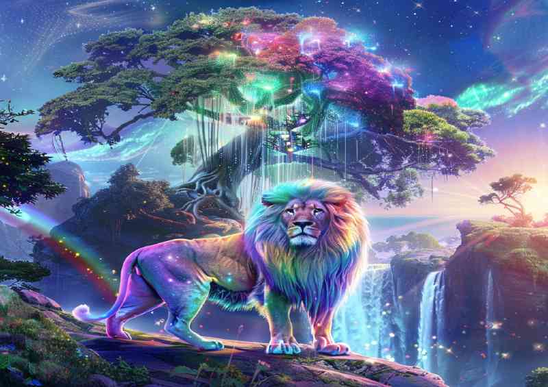 Lion surrounded by rainbow colours | Di-Bond