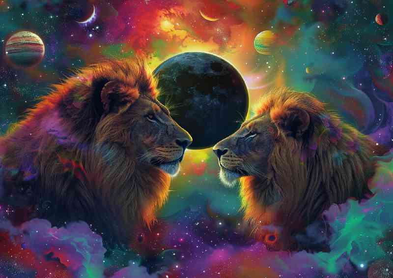 Lions looking forming the eclipse | Di-Bond