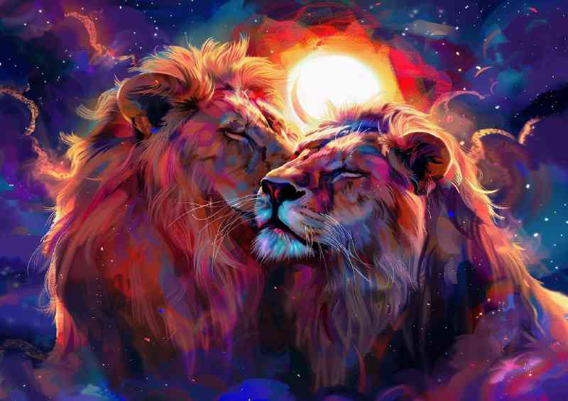 Loving tigers with solar eclipse | Metal Poster