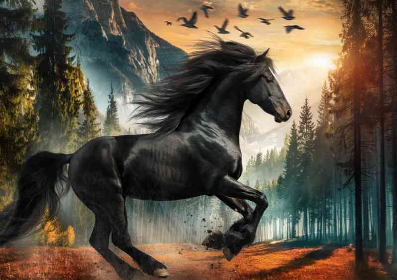 Majestic black horse painted | Canvas