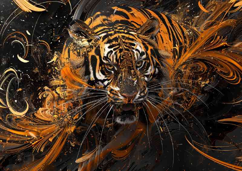 Orange and black tiger art form | Canvas
