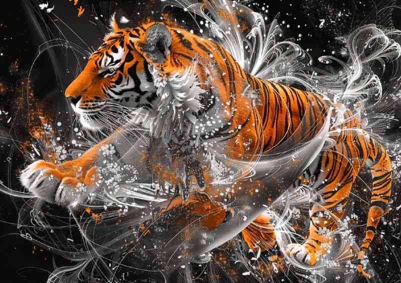 Orange and white tiger splashes | Metal Poster