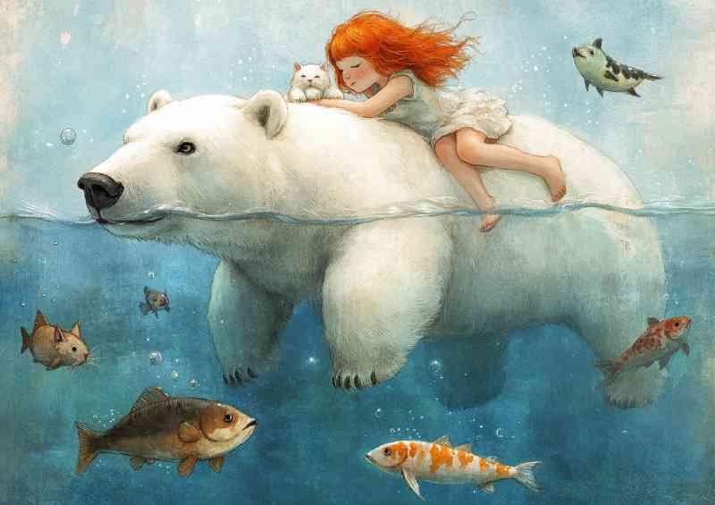 Red hair and the polar bear | Canvas