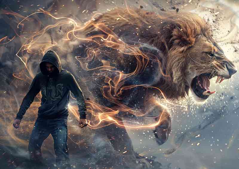 The hoodie and great Lion roar | Canvas