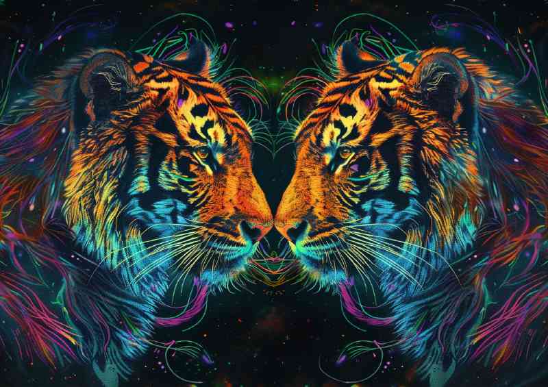 Tiger heads facing each other | Di-Bond