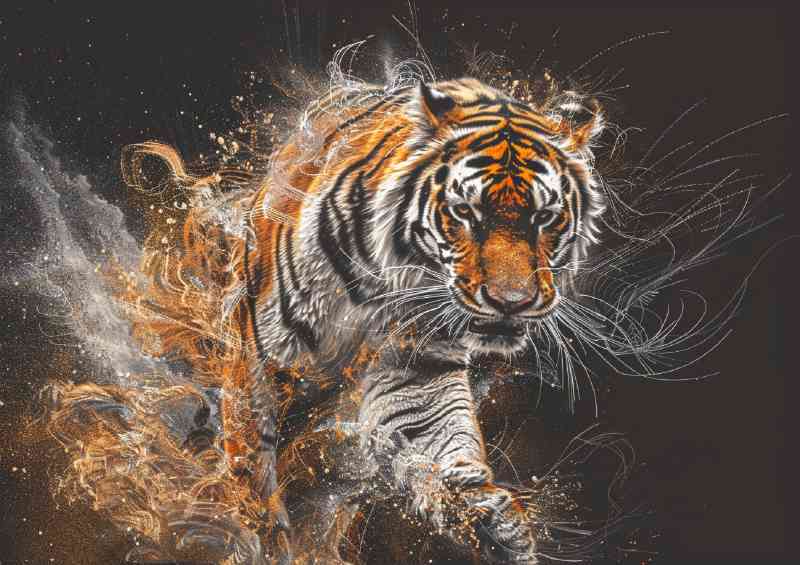 Tiger orange and white with splashes detail | Canvas