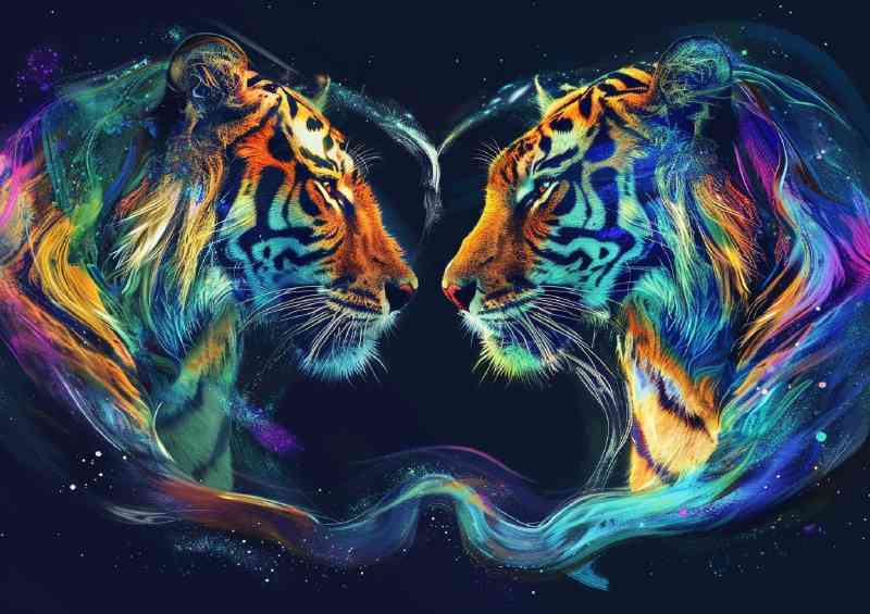 Tigers in a heart shape | Metal Poster