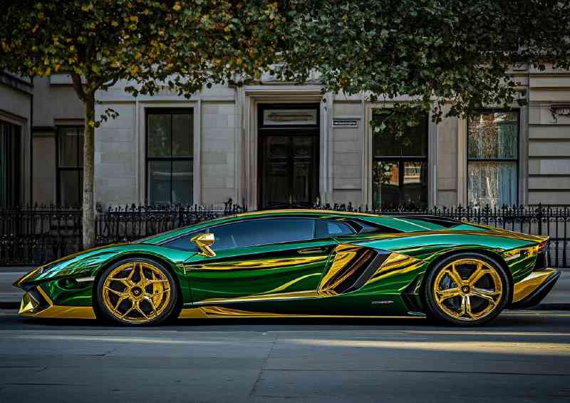 Amazing metallic green Lambourghini | Poster