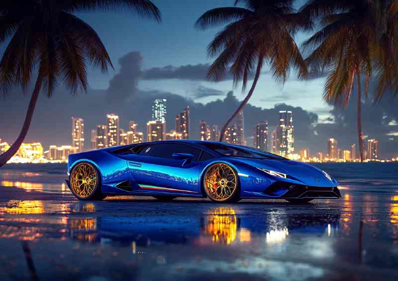 Blue and gold Lamborghini huracan | Poster