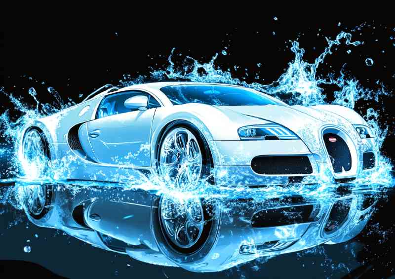 Bugatti Veyron in blue light splashes | Poster