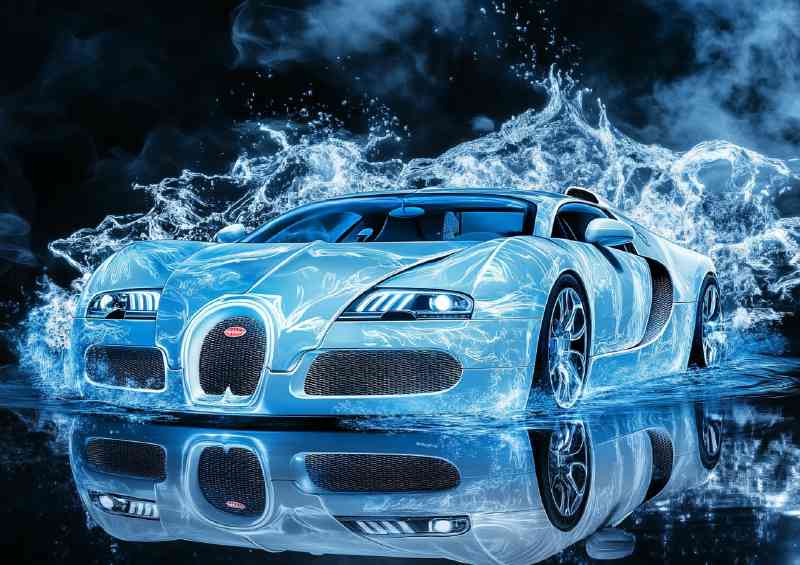 Bugatti Veyron in the style of blue ice | Canvas