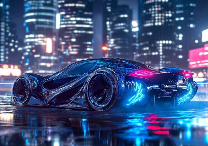 Cyberpunk sleek and futuristic supercar | Poster