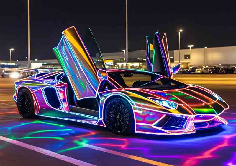Lamborghini Aventador coloured tron style | Poster