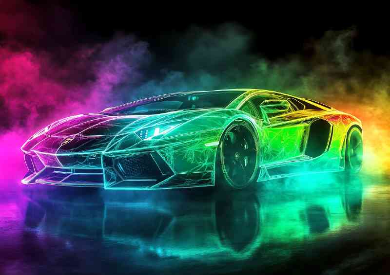 Lamborghini Aventador with neon tron style | Canvas