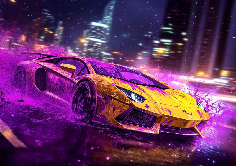Lamborghini Aventador with yellow and purple paint | Canvas