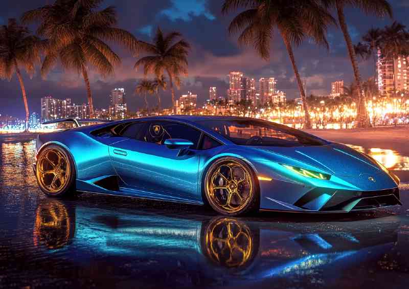 Lamborghini huracan blue and gold metallic | Canvas