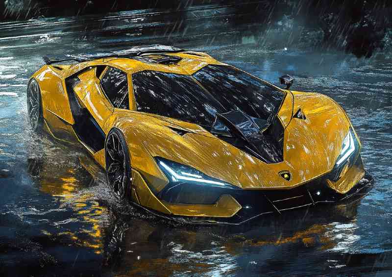 Lamborghini hypercar concept in yellow and black | Metal Poster